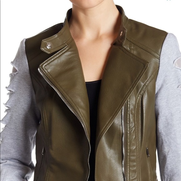 NWT-BNCI by Blanc Noir Faux Leather Moto Jacket - Picture 1 of 5